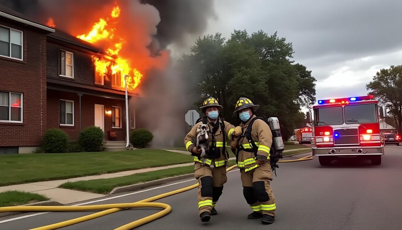 un incendie à muskegon a conduit à l'évacuation des habitants et au sauvetage d'animaux, selon les informations du chef des pompiers.
