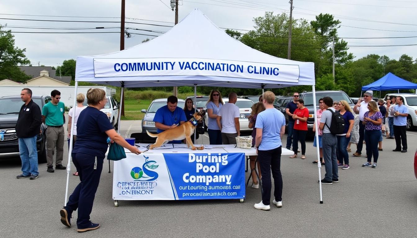 un refuge du grand ouest du massachusetts et une entreprise de piscines s'unissent pour organiser une clinique de vaccination et une collecte de fournitures pour animaux ce vendredi, offrant soins et soutien aux animaux dans le besoin.