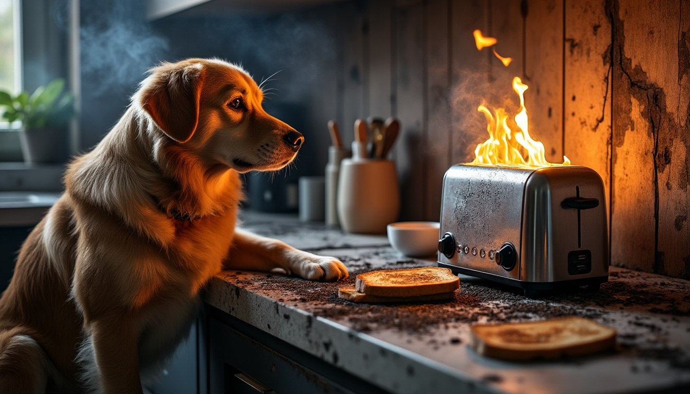 un chien provoque accidentellement un incendie à la maison en activant un grille-pain, entraînant la tragique perte de trois animaux de compagnie.