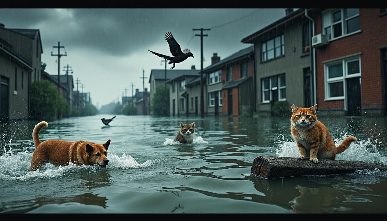 un refuge animalier local au texas sauve 17 animaux coincés lors des récentes inondations, offrant soins et sécurité à ces victimes de la catastrophe naturelle.